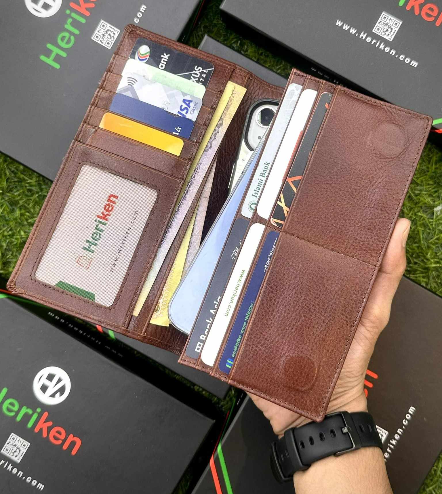 Double Gadget Genuine Leather Long Wallet